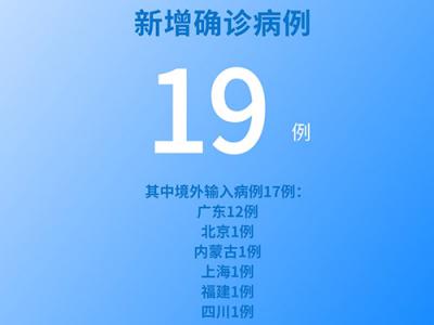 國(guó)家衛(wèi)健委：5月26日新增新冠肺炎確診病例19例其中本土病例2例