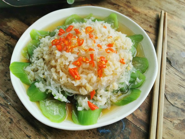 蒜蓉粉絲蒸絲瓜的做法-家常味蒸菜譜