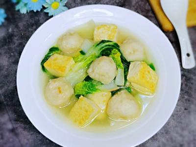 墨魚丸小油菜豆腐湯的做法-咸鮮味煮菜譜