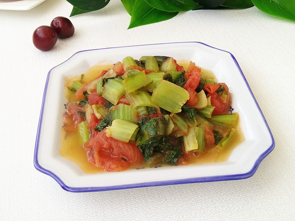 西紅柿炒小白菜的做法-家常味炒菜譜