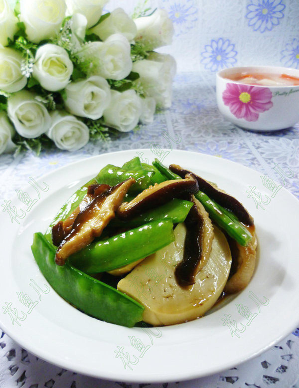 香菇荷蘭豆拌小素雞的做法-家常味拌菜譜