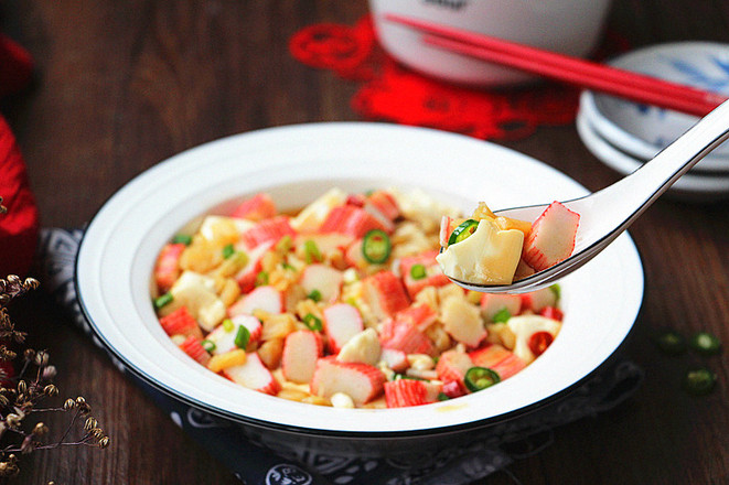 蟹肉棒蒸豆腐的做法-咸鮮味蒸菜譜