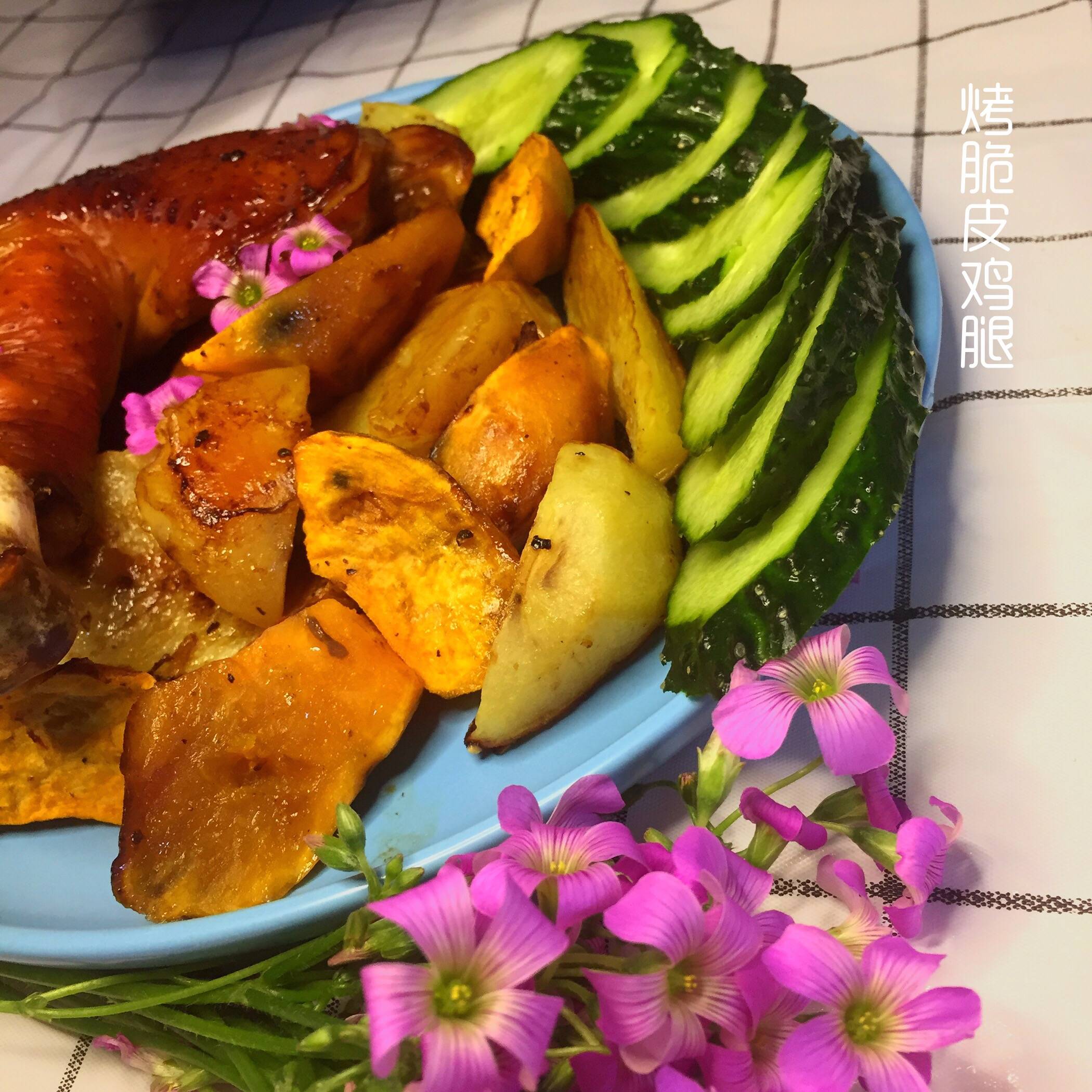 快手烤箱菜集合之烤脆皮雞腿（含薯塊）的做法-家常味烤菜譜