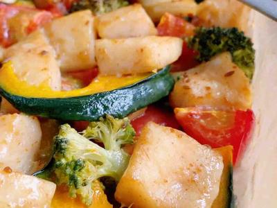 減肥最喜歡吃的龍利魚烤南瓜的做法-香辣味烤菜譜