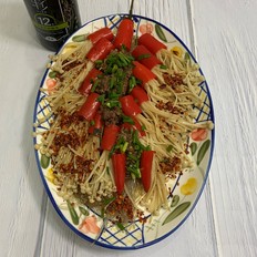 #年味食足#鞭炮牛肉金針菇的做法-香辣味蒸菜譜