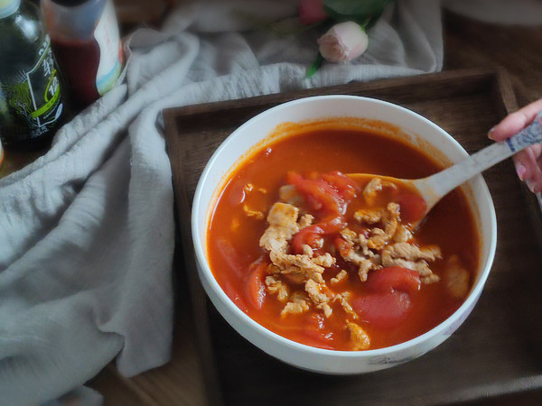 番茄水煮肉片的做法-咸鮮味煮菜譜
